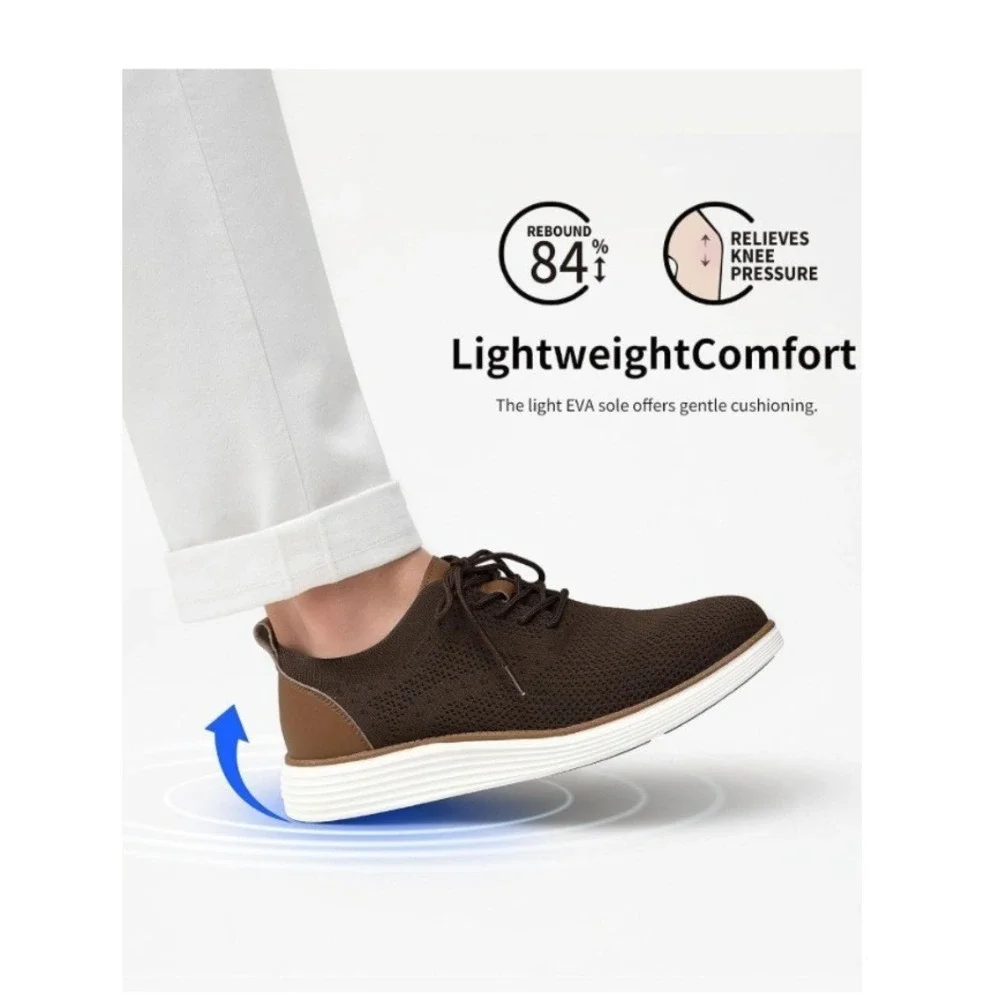 VILOCY Men's Brown Casual Business Mesh Breathable Oxford Sneakers -11W 44 EUR W